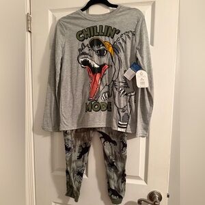 Gray Dinosaur Pajama Set